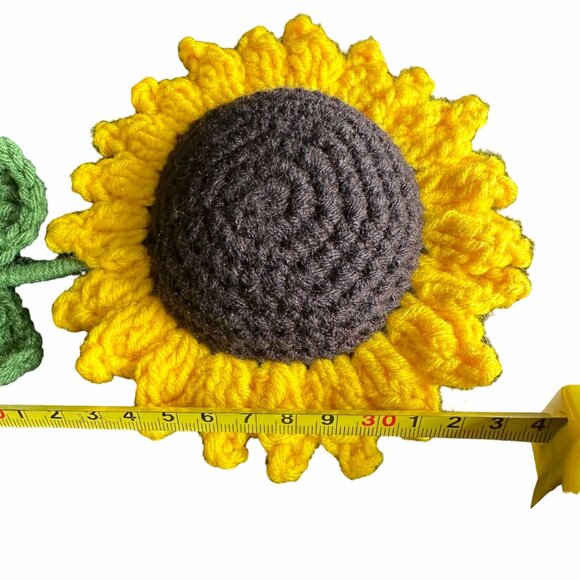 🌻Handmade Crochet Sunflower Knit Artificial Wool Flower Yellow 1 Pc 6*6 in - Picture 6 of 6